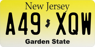NJ license plate A49XQW