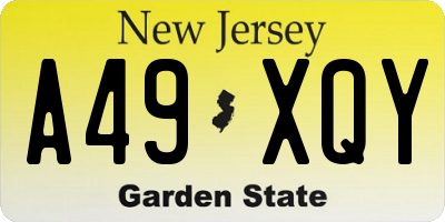NJ license plate A49XQY