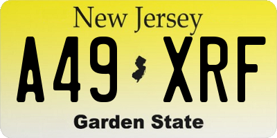NJ license plate A49XRF