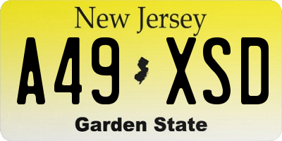 NJ license plate A49XSD