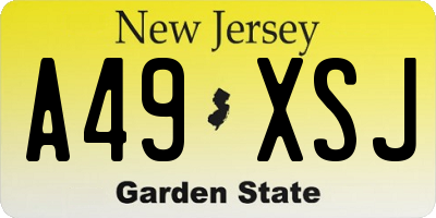 NJ license plate A49XSJ