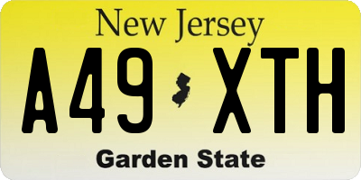 NJ license plate A49XTH