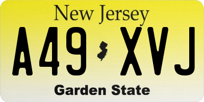 NJ license plate A49XVJ
