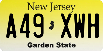 NJ license plate A49XWH