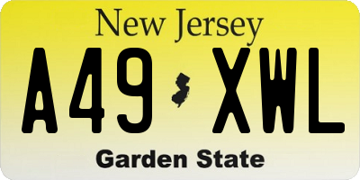NJ license plate A49XWL