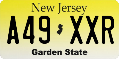 NJ license plate A49XXR