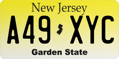 NJ license plate A49XYC