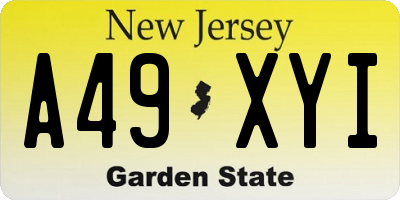 NJ license plate A49XYI