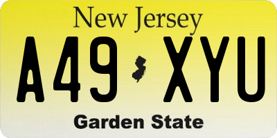 NJ license plate A49XYU