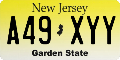 NJ license plate A49XYY