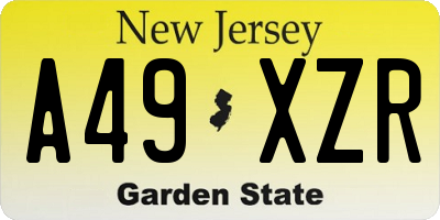 NJ license plate A49XZR