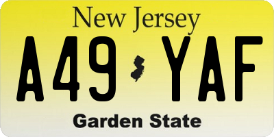 NJ license plate A49YAF