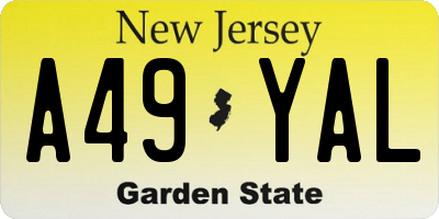 NJ license plate A49YAL