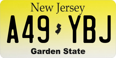 NJ license plate A49YBJ