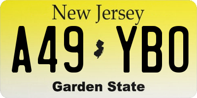 NJ license plate A49YBO