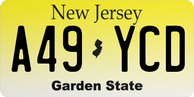 NJ license plate A49YCD