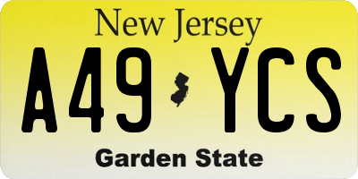 NJ license plate A49YCS