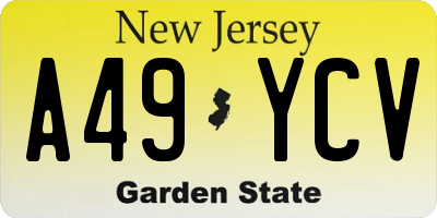 NJ license plate A49YCV