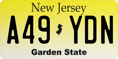 NJ license plate A49YDN