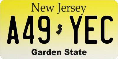 NJ license plate A49YEC