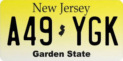 NJ license plate A49YGK