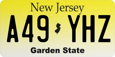 NJ license plate A49YHZ