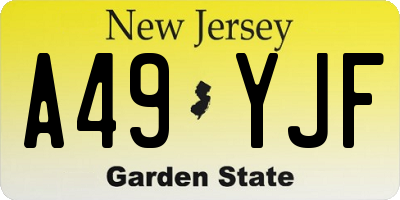 NJ license plate A49YJF