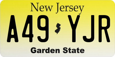 NJ license plate A49YJR