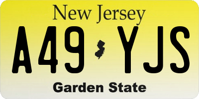 NJ license plate A49YJS