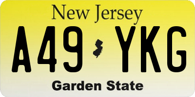 NJ license plate A49YKG
