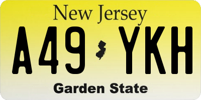 NJ license plate A49YKH