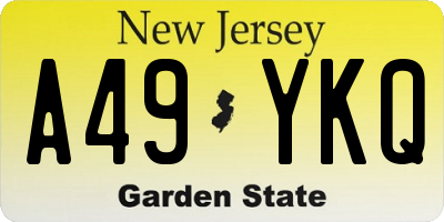 NJ license plate A49YKQ