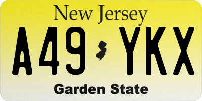 NJ license plate A49YKX