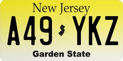 NJ license plate A49YKZ