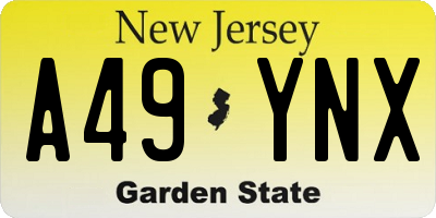 NJ license plate A49YNX