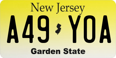 NJ license plate A49YOA