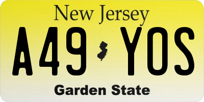 NJ license plate A49YOS