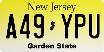 NJ license plate A49YPU