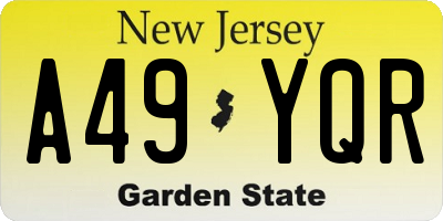 NJ license plate A49YQR