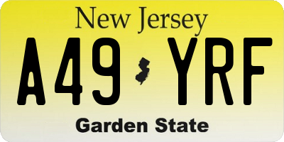 NJ license plate A49YRF