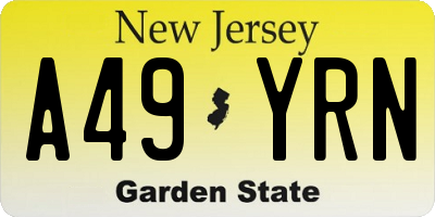 NJ license plate A49YRN