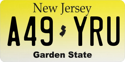 NJ license plate A49YRU