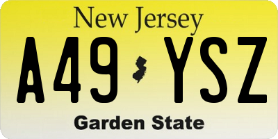 NJ license plate A49YSZ