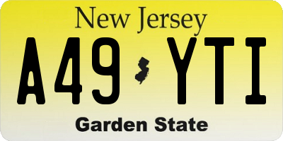 NJ license plate A49YTI