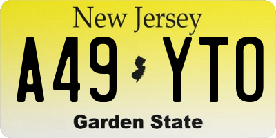 NJ license plate A49YTO