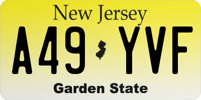 NJ license plate A49YVF