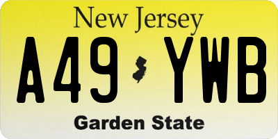 NJ license plate A49YWB
