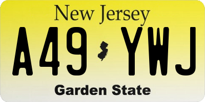 NJ license plate A49YWJ
