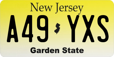 NJ license plate A49YXS