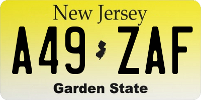 NJ license plate A49ZAF
